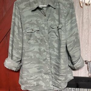 Maurices Green Camo Button-Up Shirt
